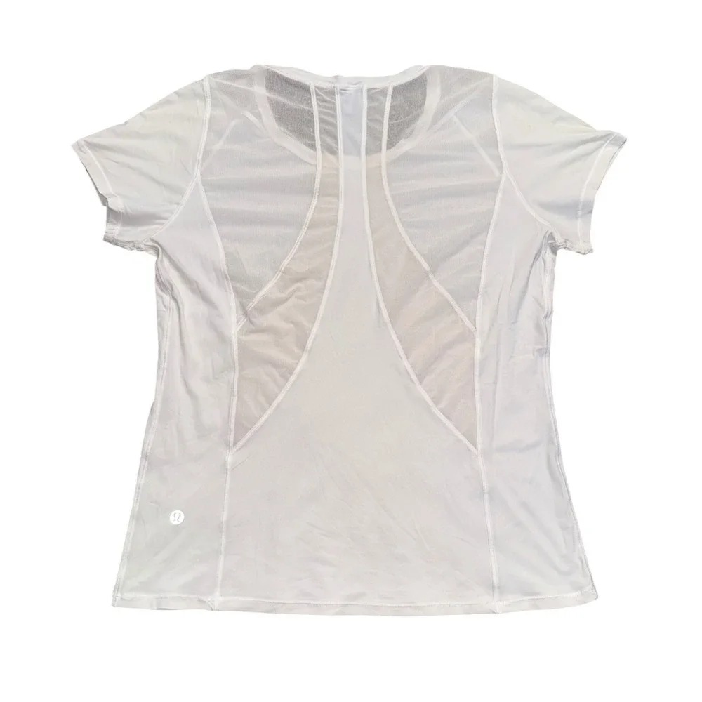 Lululemon Short Sleeve Athletic Top Womens Small White Excellent Mesh Back Tee